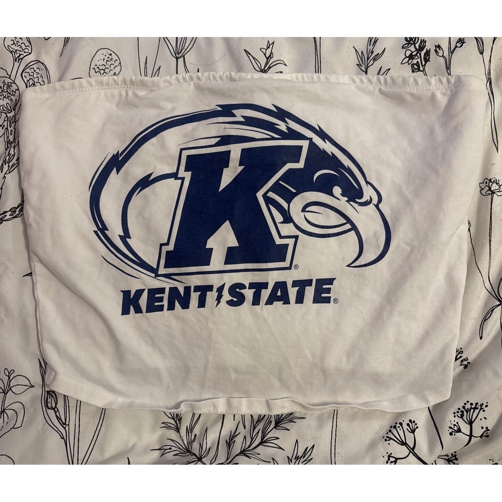 Spirit Kent State University KSU White Cropped Tube Top w/ Support, S NCAA
